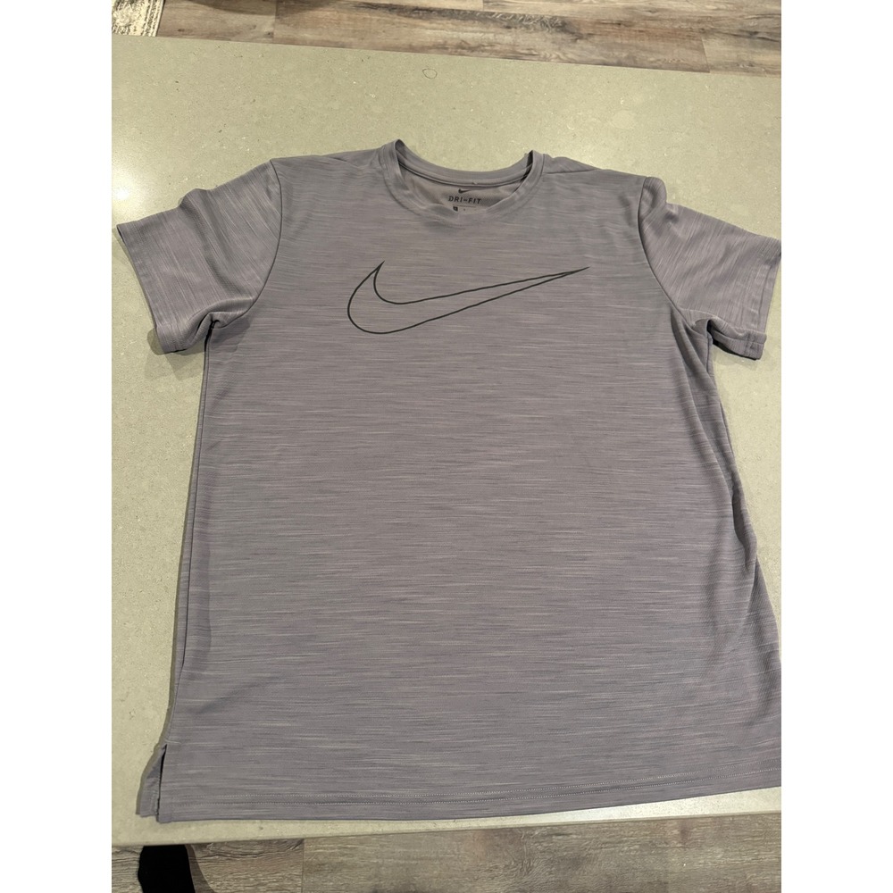 Nike Dri Fit Mens Large Gray Athletic T‎ Shirt Logo Athletic T-Shirt